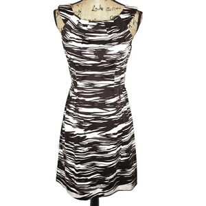 Calvin Klein Womens Pintuck Pencil Knee Length Dress Size Medium Brown Cream